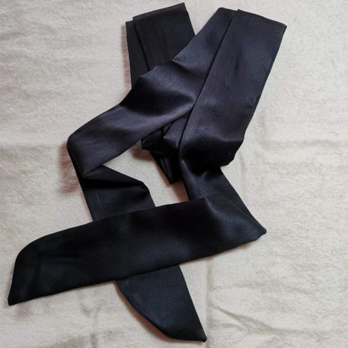 冰丝黑色睡袍腰带和服腰封汉服腰带加宽加长款红色仿真丝发带丝巾 - 图1