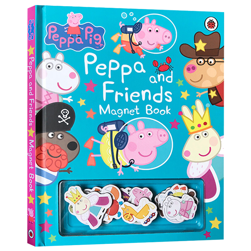 小猪佩奇和她的朋友们 磁铁书 英文原版 Peppa Pig: Peppa and Friends Magnet Book 粉红猪小妹 互动游戏书 搭魔术方块神奇翻转书 - 图0