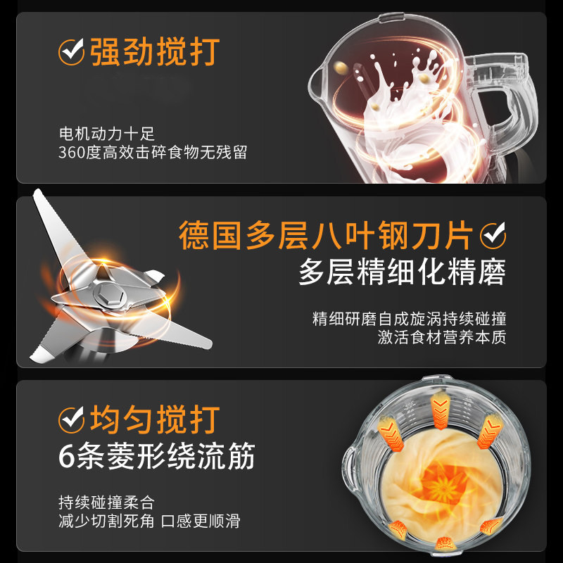 格明破壁机家用全自动低音新款豆浆机榨汁机商用料理机加热搅拌机