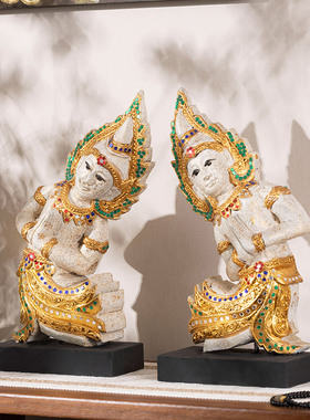 泰国木雕工艺品迎宾侍女佛摆件