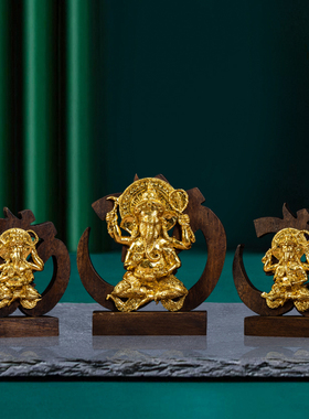 泰国木雕工艺品象鼻神摆件禅意