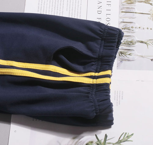 校服裤纯棉卫衣深蓝色运动校服裤儿童小学生宽松时尚园裤春秋冬款 - 图1