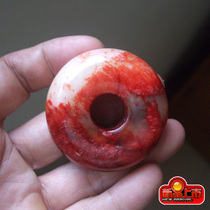 Natural Chicken Blood Jade Safe Button pendant Thickened Chicken Blood and Green Buckle Pendant Red White Jade Waist Buckle to Play
