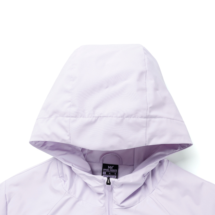 361度女式运动外套绒里加厚保暖连帽户外风衣冬季新品562542053A