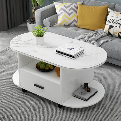 玻璃移动现代个性椭圆形功夫茶几简约客厅小户型经济型多功能创意 - 图0