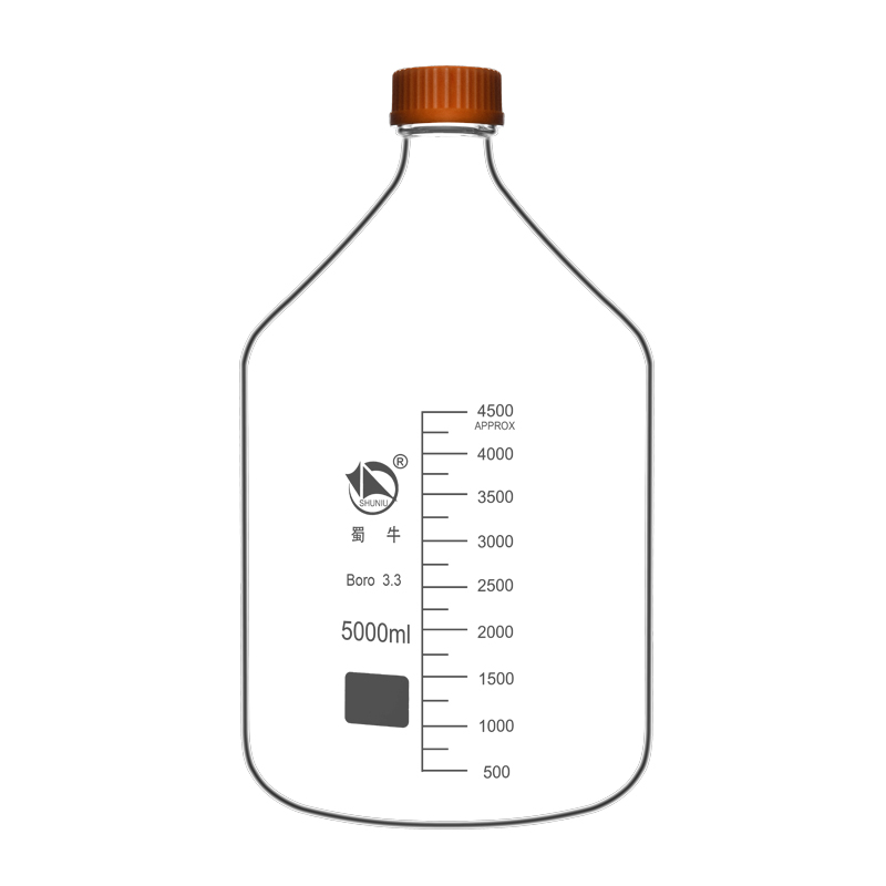 蜀牛透明带刻度丝口瓶黄盖试剂瓶高温灭菌瓶实验取样玻璃样品瓶 - 图0