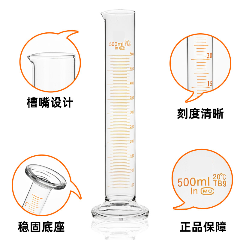 A级玻璃量筒直型刻度量杯5ml10ml25ml50ml100ml250ml500ml1000ml - 图0