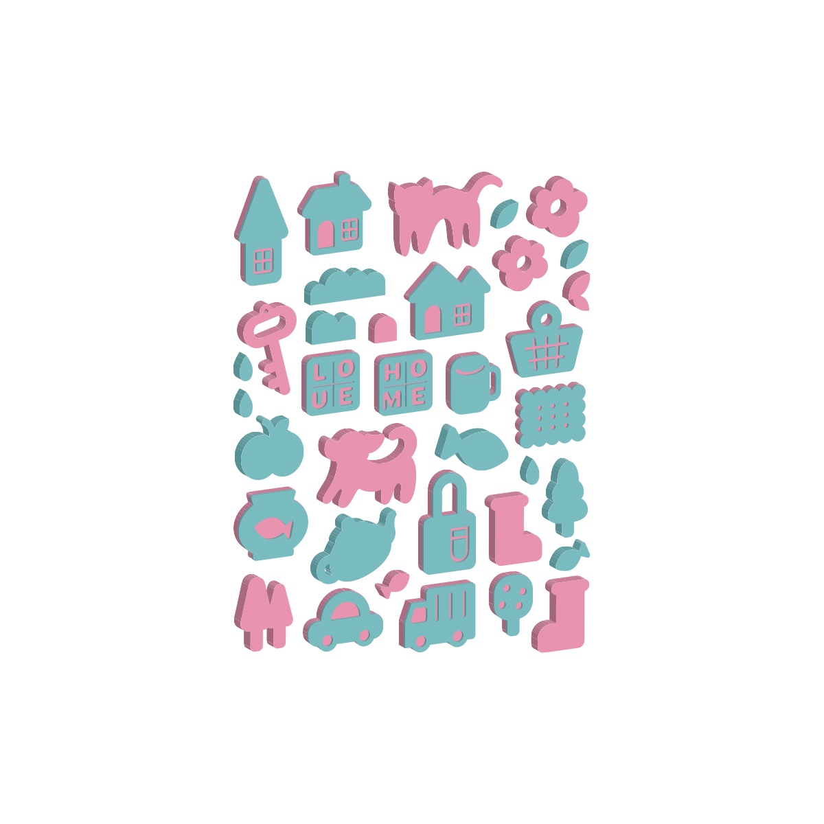 doubleD自制硅胶模具sweethome可爱小房子猫猫钥匙苹果小动物配件 - 图1