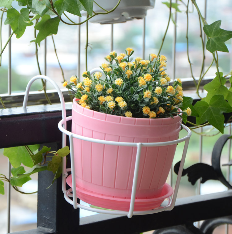 花架子阳台悬挂式花架铁艺栏杆护栏窗台绿萝吊兰花盆架挂架置物架-图0