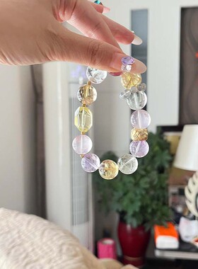 【清柠晚风】2026天然紫水晶绿萤石柠檬晶手串设计感多宝水晶手链