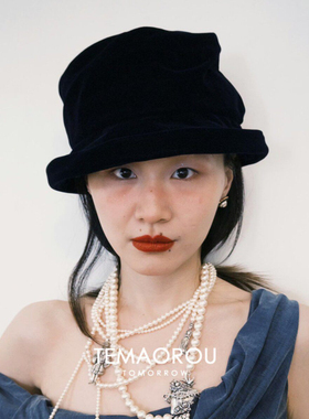金靖同款100%亚麻秋冬新款黑色褶皱渔夫帽子女休闲通勤盆帽防晒帽