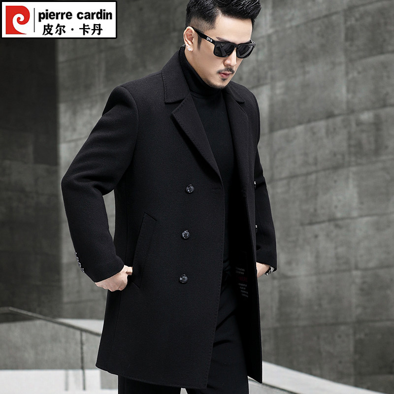 皮尔卡丹冬季男士双面羊毛呢子大衣中长款休闲青年加厚西服领外套,淘宝优惠券,粉丝福利购,淘宝优惠卷