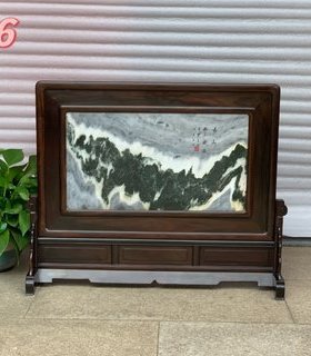 金匠大作红木嵌天然大理石台屏屏风大红酸枝插屏中式实木中堂家居