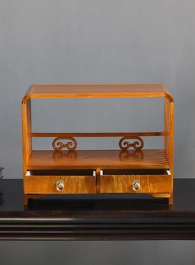 金匠大作红木金丝楠木双抽盏茶柜实木桌面小收纳柜中式家用茶室多