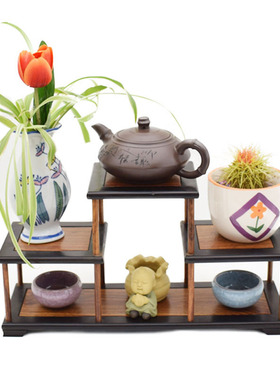 金匠大作红木小型博古架摆件小多肉肉迷你实木质花几花盆景花架子