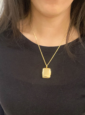 纯银S925镀18K定制照片防水纪念家人吊坠项链放相片刻字打开送礼