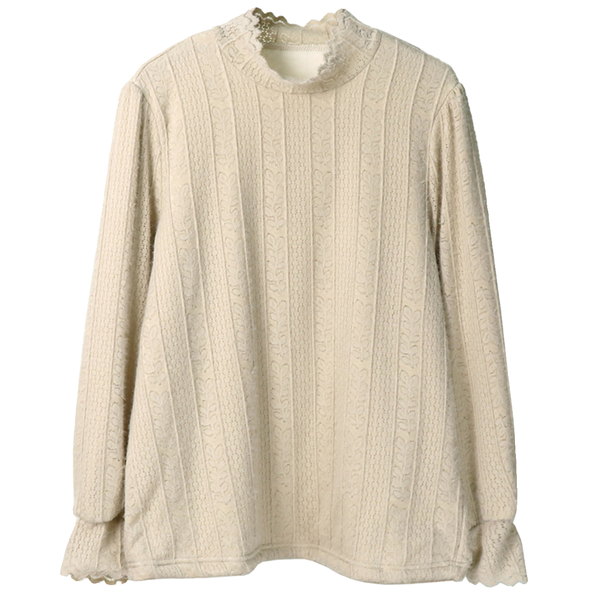 大码蕾丝打底衫女胖mm秋冬新款正肩加绒加厚保暖木耳边半高领内搭,淘宝优惠券,粉丝福利购,淘宝优惠卷