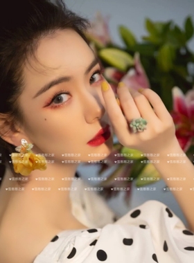 戚薇同款耳环黄色花朵个性夸张耳饰耳钉耳坠2026新款度假旅游饰品