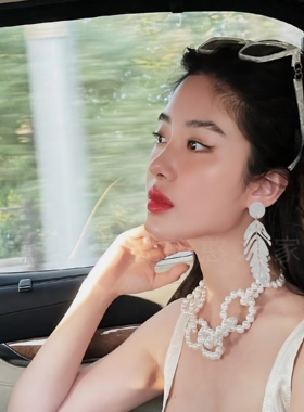 杨采钰同款旅游度假树叶耳环耳饰耳钉耳夹耳坠饰品2025春夏新女潮
