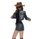 Fanptntox Retro Stand Collar Washed Blue Denim Jacket Non-stretch Slim Short Denim Skirt Suit
