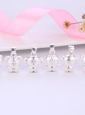 925纯银十二生肖小牛兔子小猴子小马小猪小狗吊坠项链女挂件配件