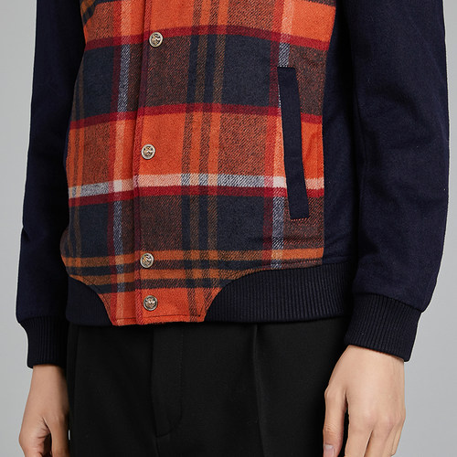 直播福利！撤柜款！大牌撤标男士棒球领修身格子休闲毛呢夹克外套 - 图2