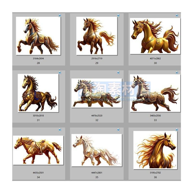 金马年PNG免扣透明背景素材PS中国风马到成功马上有钱PPT图片打印,淘宝优惠券,粉丝福利购,淘宝优惠卷