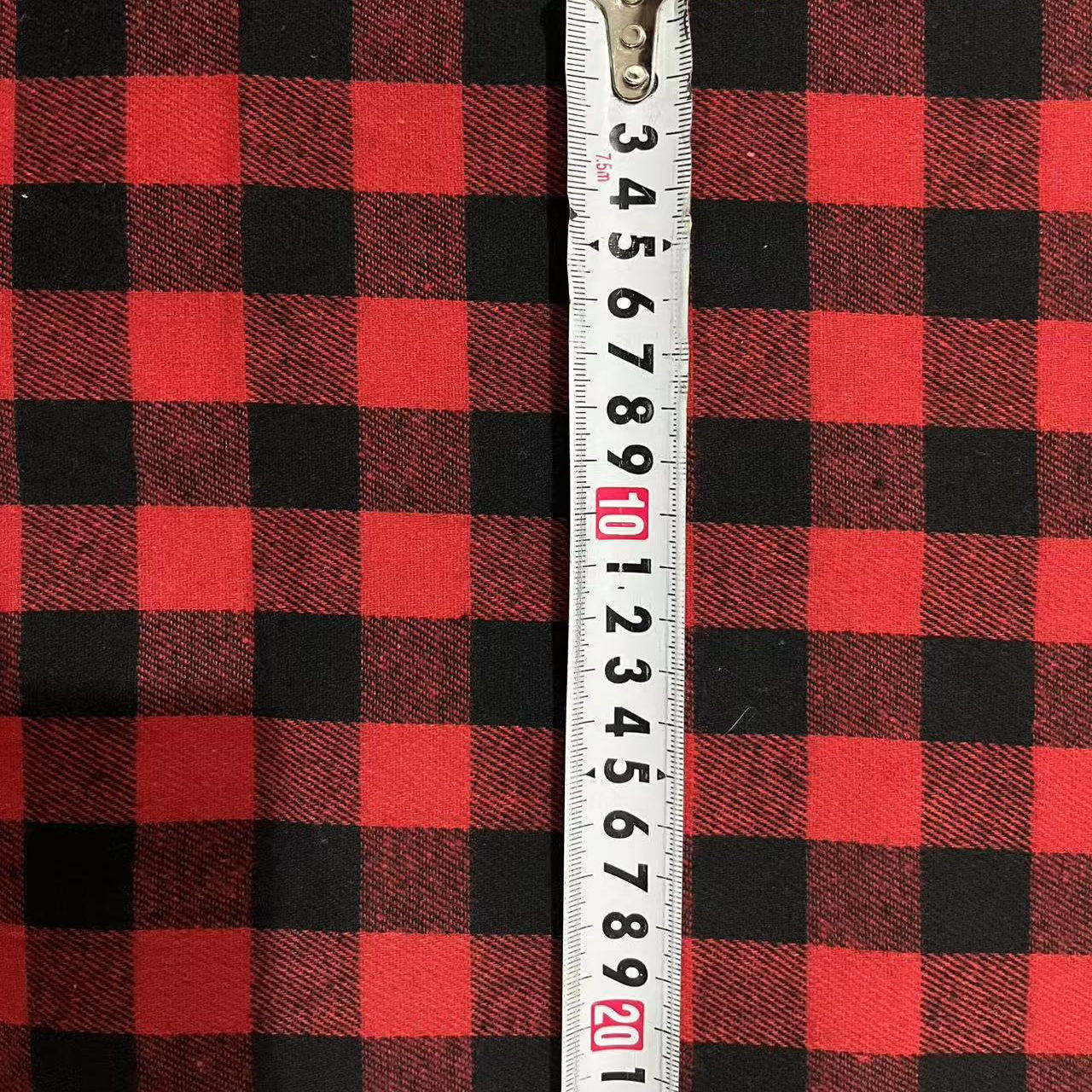 复古红黑磨毛格子涤棉布料春秋休闲衬衫裤裙桌布DIY手工服装面料