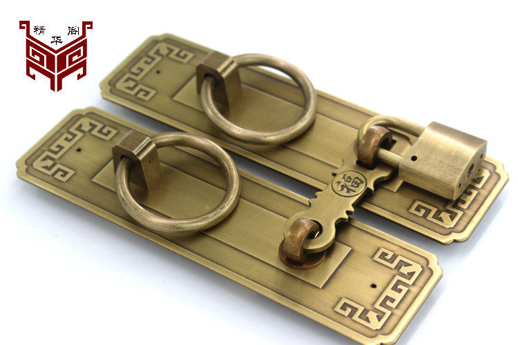 锁扣插销中式仿古纯铜门栓搭扣柜门拉手大门把手全铜老式木门挂锁,淘宝优惠券,粉丝福利购,淘宝优惠卷