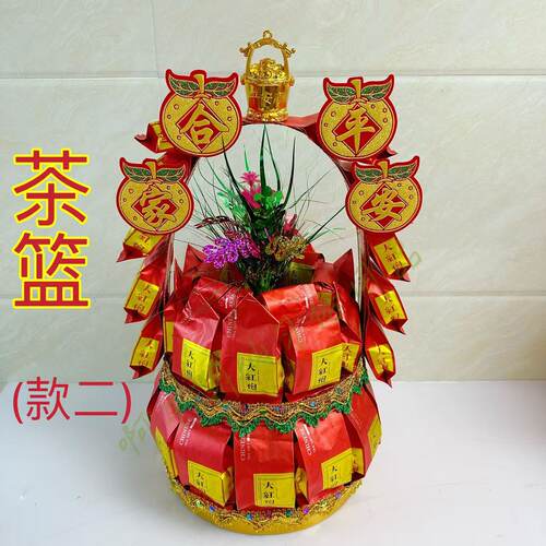 潮汕中秋赏月手工艺品食物篮茶叶篮 茶篮材料包 - 图2