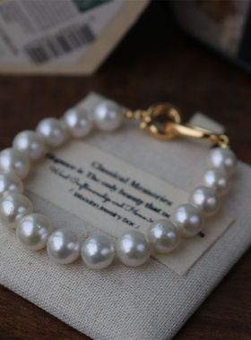 9MM近正圆微微瑕天然淡水珍珠手链