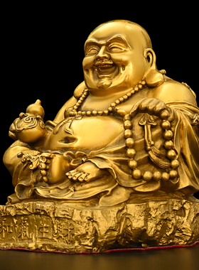 铜弥勒佛佛像摆件纯铜弥勒菩萨神像笑佛大肚佛未来佛家居店铺供奉