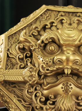 狮咬剑挂件铜八卦镜狮子虎头牌兽头睚眦吞口兽瑞挂件门对门厕所