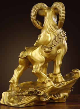 高品质黄铜领头羊生肖羊摆件三阳开泰家居开业办公礼品吉祥物礼物