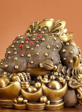 纯铜金蟾摆件三足金蟾日进斗金招财金蟾家居客厅公司店铺开业礼品