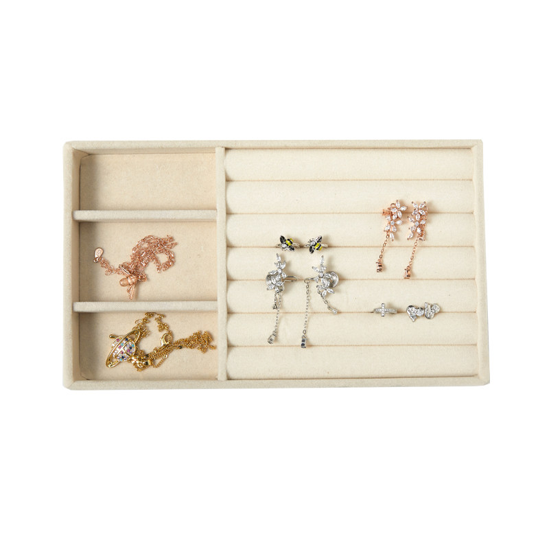 Beige jewelry storage box divided display box