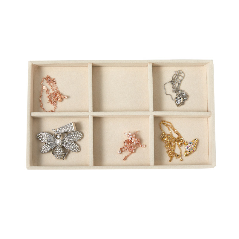 Beige jewelry storage box divided display box
