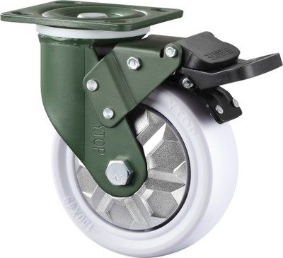 YTOP卓烨锰钢脚轮21E重型尼龙PP轮4寸万向轮5寸6寸8寸刹车轮定向 - 图0