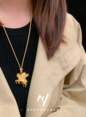 2026新款新中式金色星辰飞马项链吊坠越南沙金生肖马首饰送礼批发