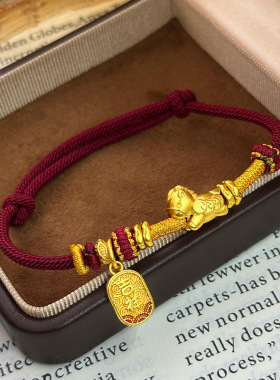 金店款马年生肖吉祥小马驹情侣红绳手链 本命年红绳编织手绳批发