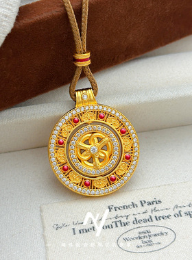 2025新款真空24k电镀新中式旋转点钻巳蛇如意罗盘事事如意毛衣链