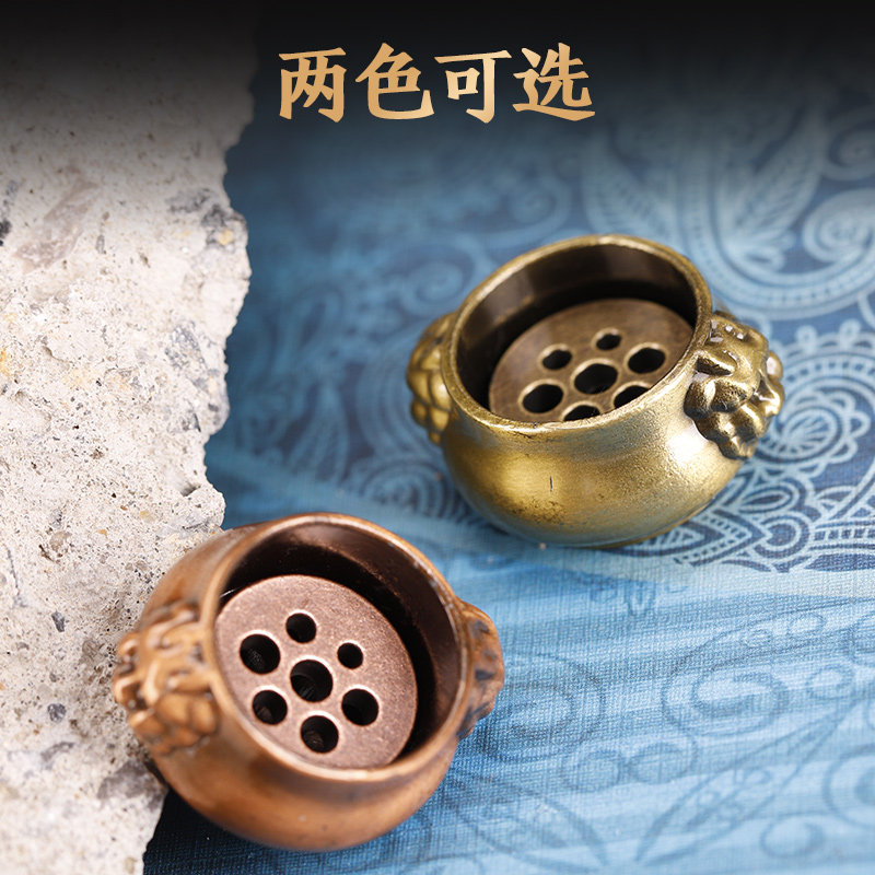 狮耳炉拇指尖铜香炉铜合金香插香立线香炉香道用品袖珍款香座,淘宝优惠券,粉丝福利购,淘宝优惠卷
