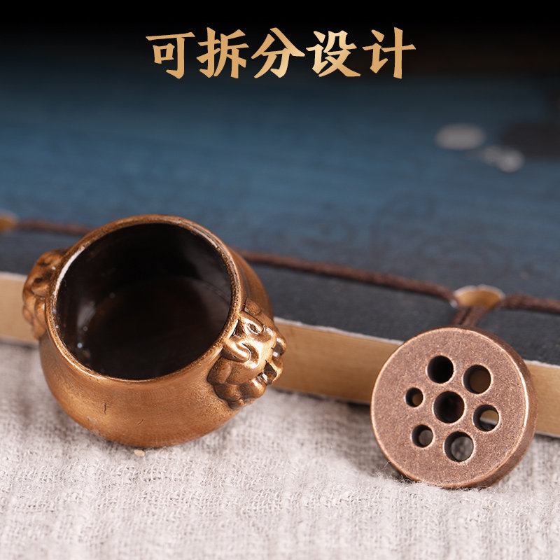 狮耳炉拇指尖铜香炉铜合金香插香立线香炉香道用品袖珍款香座,淘宝优惠券,粉丝福利购,淘宝优惠卷