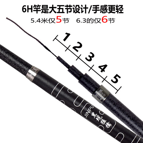 黑坑猛擒5H/6H钓鱼竿碳素鱼竿手竿台钓竿超轻超硬28调19调鲤鱼竿 - 图0