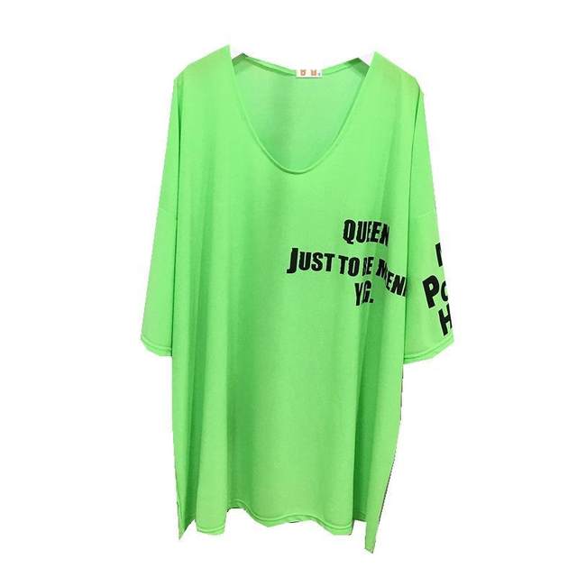 Fat mm2-300 pounds loose ice silk knitted T-shirt women's summer summer neck V-neck large size-covering top versatility ເສື້ອປ້ອງກັນແສງແດດ