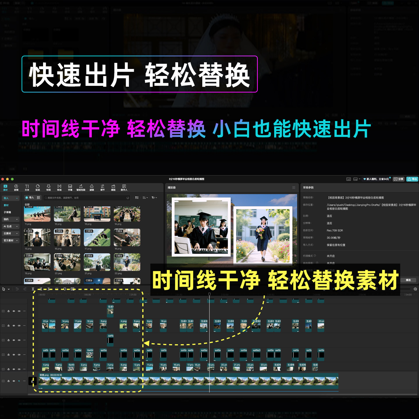 剪映电子相册模板幼儿园小学毕业回忆婚礼照片墙模版人物宣传轮播,淘宝优惠券,粉丝福利购,淘宝优惠卷