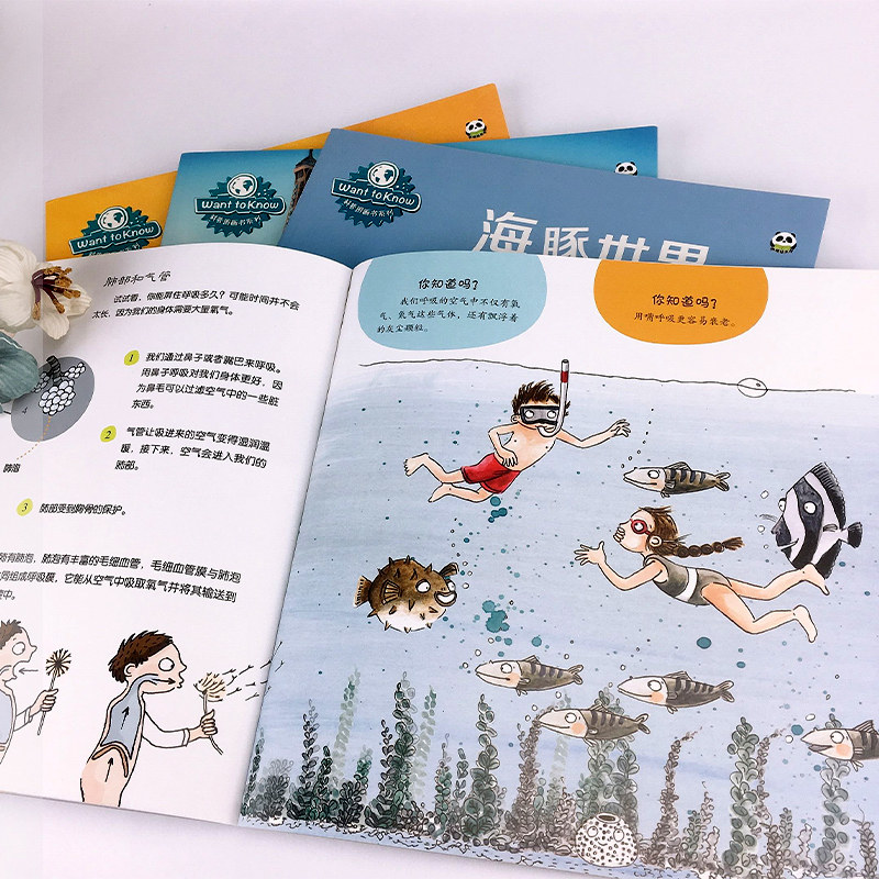 Want to know 科普图画书系列 全套4册3-6岁儿童漫画绘本揭秘系列幼儿百科全书亲子早教启蒙书籍睡前故事书我们的身体的秘密包邮