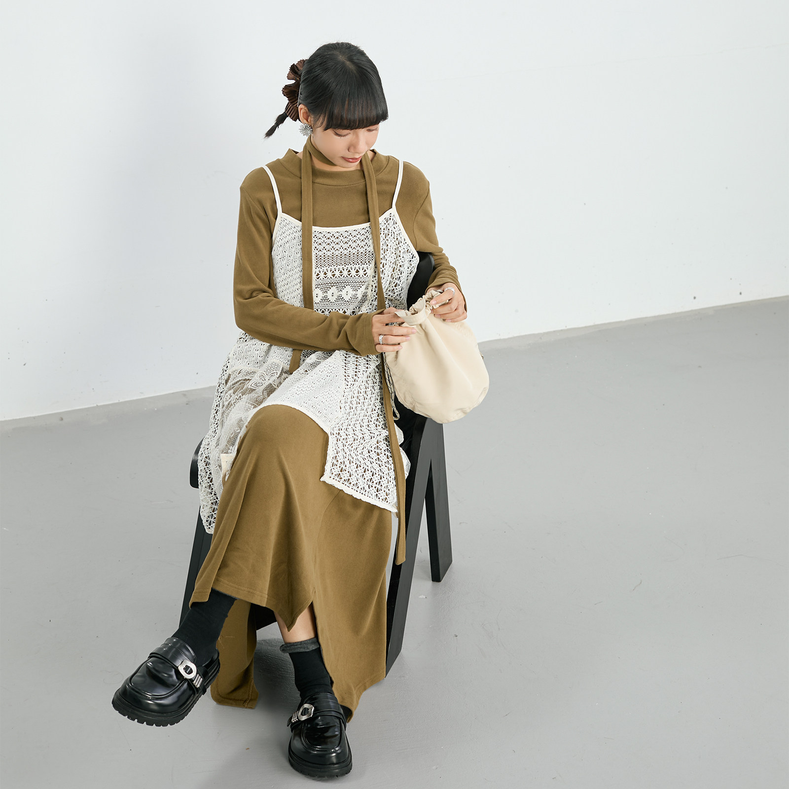 inkday日系轻复古蕾丝针织镂空罩裙女 肩带可调节叠穿百搭吊带裙,淘宝优惠券,粉丝福利购,淘宝优惠卷