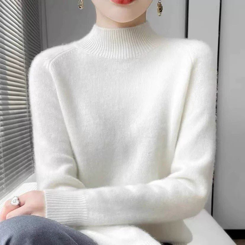 高级新款半高领羊毛衫女士加厚毛衣打底衫长袖针织大码宽松洋气女,淘宝优惠券,粉丝福利购,淘宝优惠卷