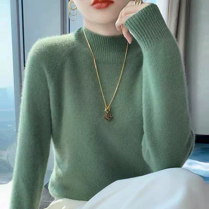 高级新款半高领羊毛衫女士加厚毛衣打底衫长袖针织大码宽松洋气女,淘宝优惠券,粉丝福利购,淘宝优惠卷